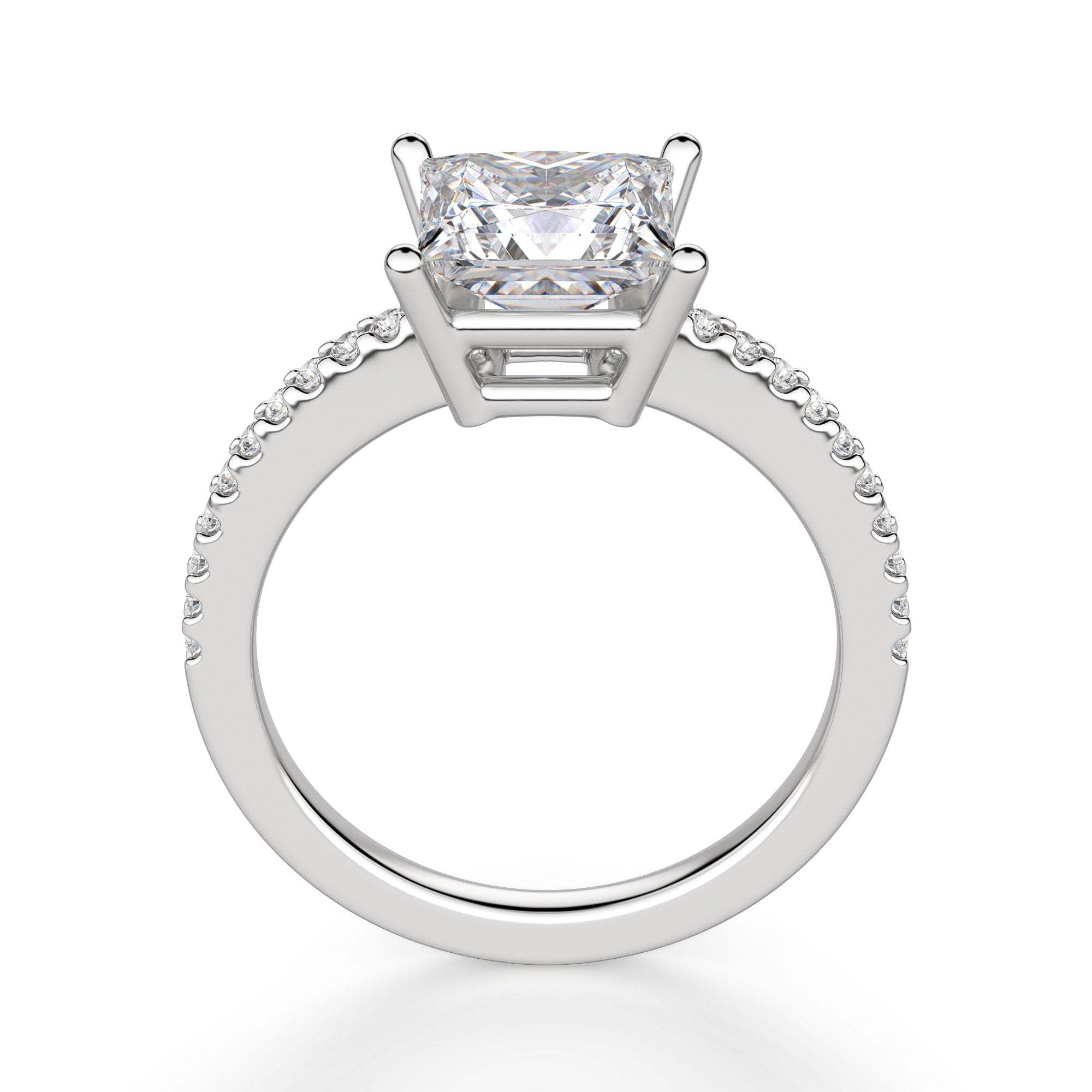 Basket Set Princess Cut Pave Set Moissanite Ring