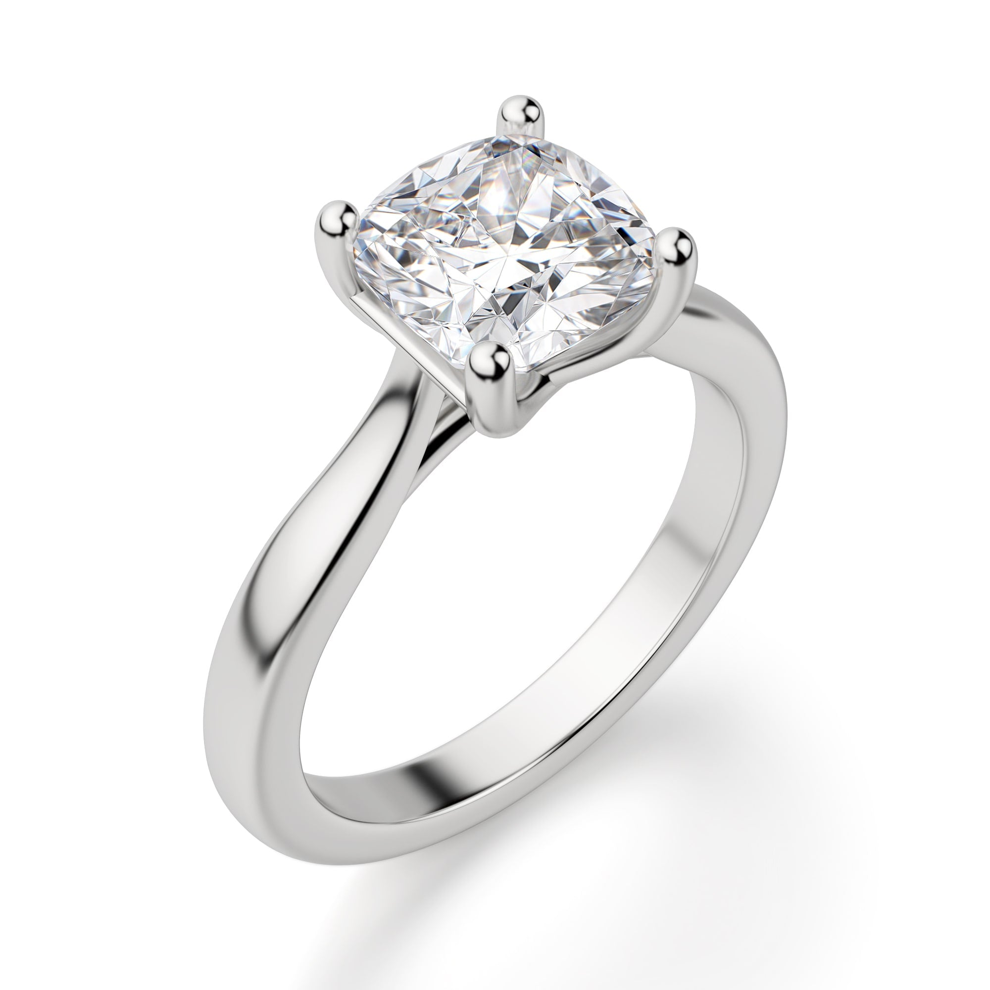 Cushion Cut Moissanite Solitaire Engagement Ring