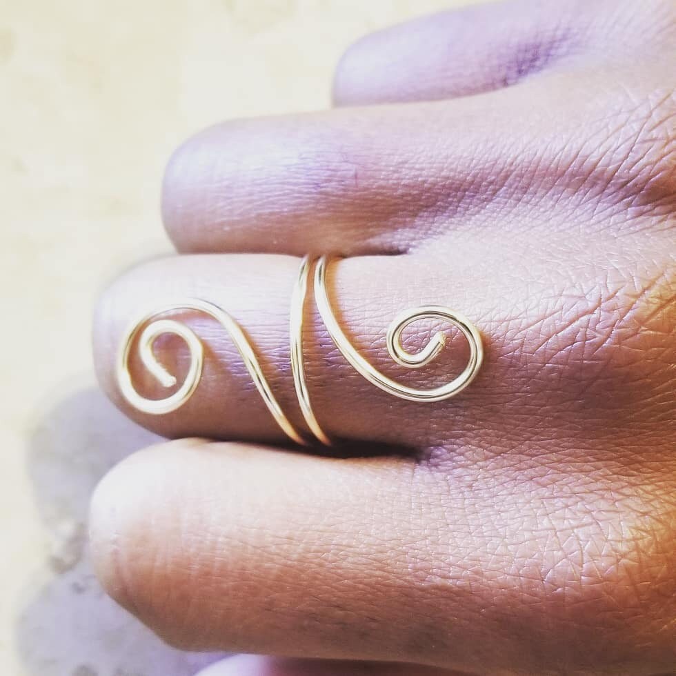 Copper Wire Wrapped Ring, Spiral Copper Ring, Afrocentric Ring