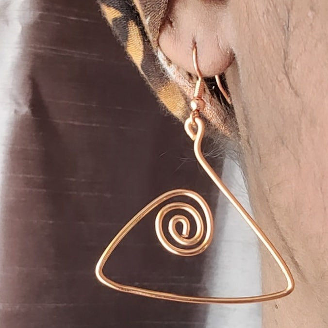 Spiral Copper Earrings, Wire Wrapped Earrings, Copper Jewelry