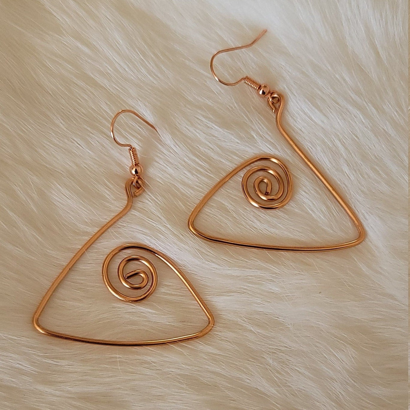 Spiral Copper Earrings, Wire Wrapped Earrings, Copper Jewelry