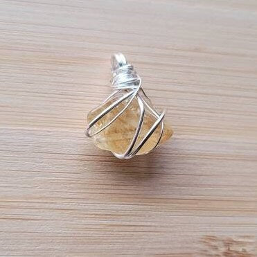 Citrine Wire Wrapped Pendant Necklace