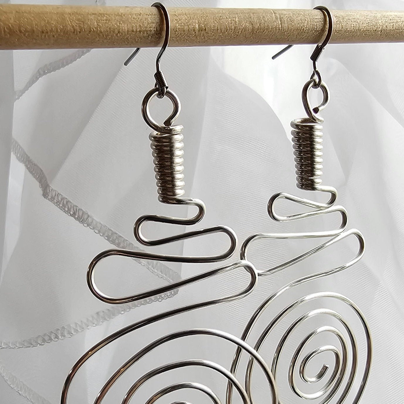 African Spiral Copper Earrings, Wire Wrapped Earrings, Copper Jewelry