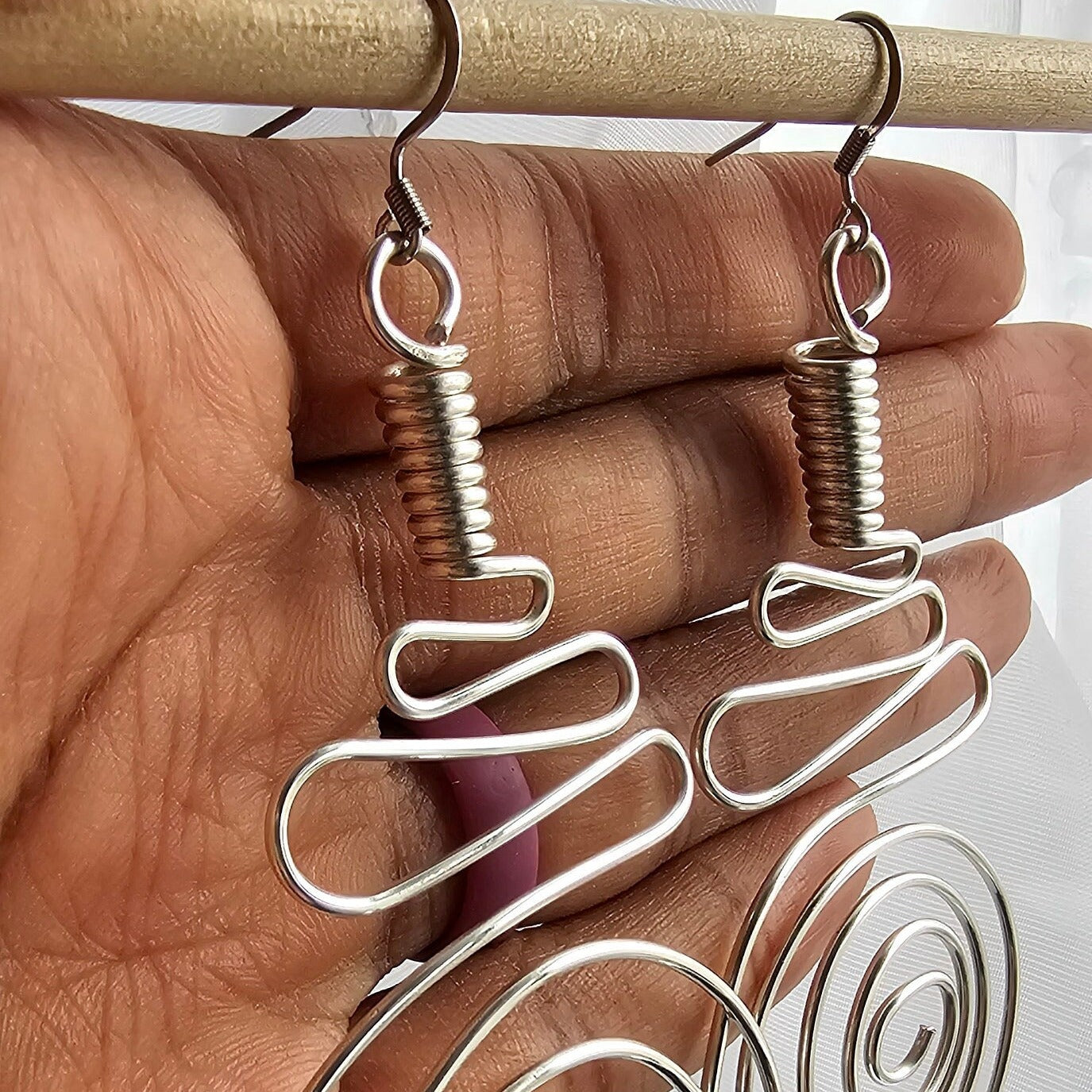 African Spiral Copper Earrings, Wire Wrapped Earrings, Copper Jewelry