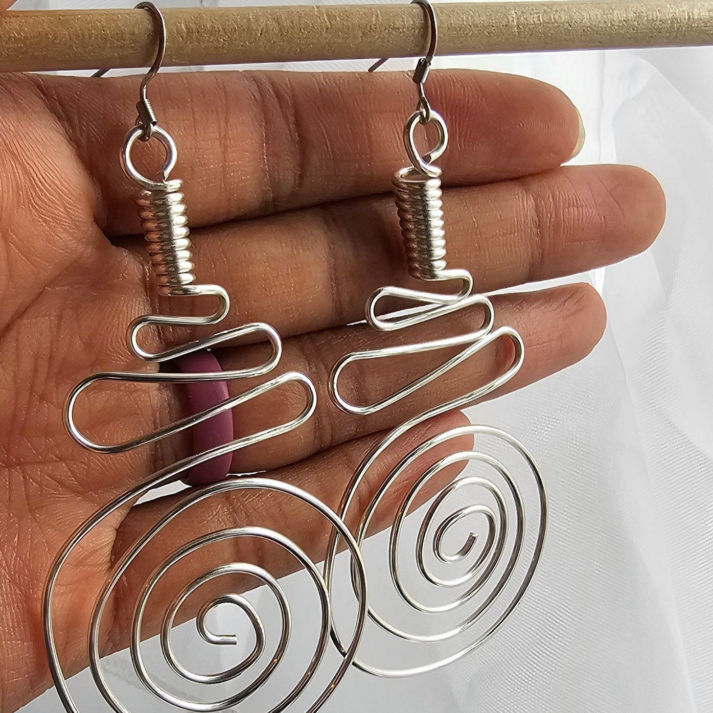 African Spiral Copper Earrings, Wire Wrapped Earrings, Copper Jewelry