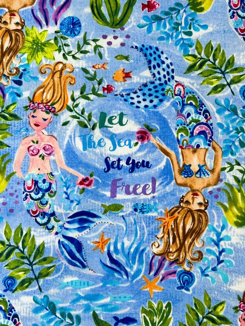 Cute Mermaid fabric 10421 in the blue sea