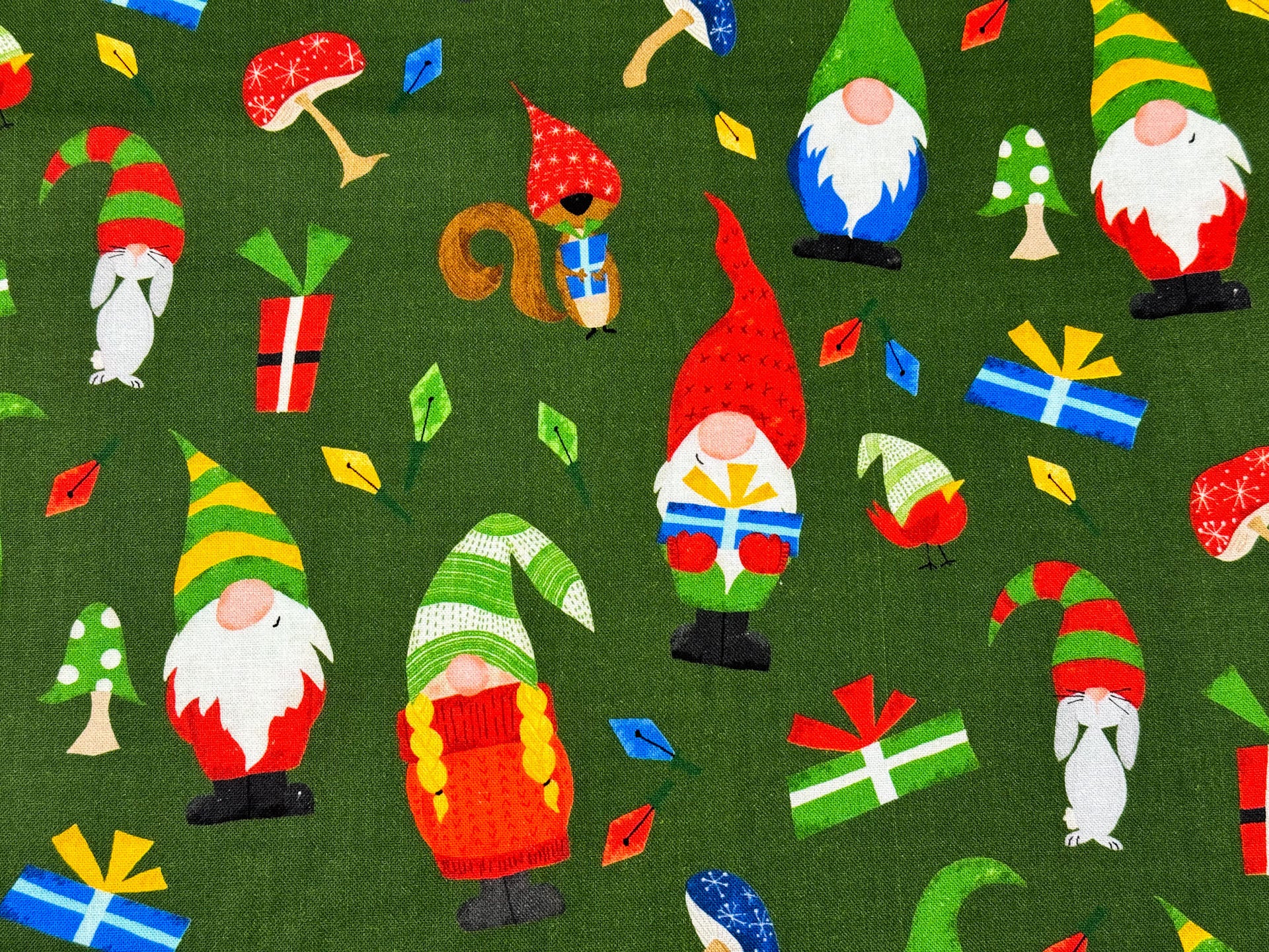 Green gnome fabric ML3189 Christmas fabric
