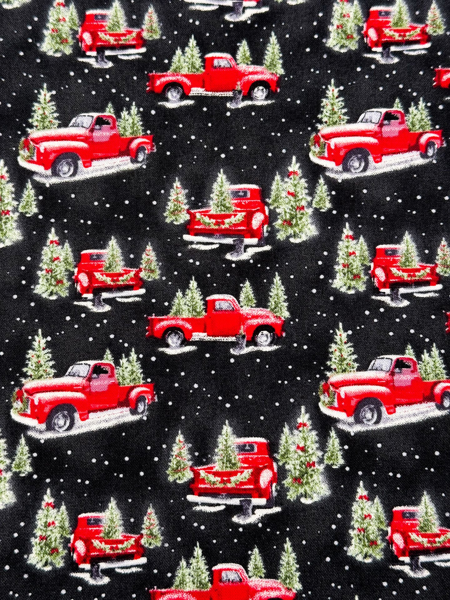 Red Truck Christmas fabric by the yard