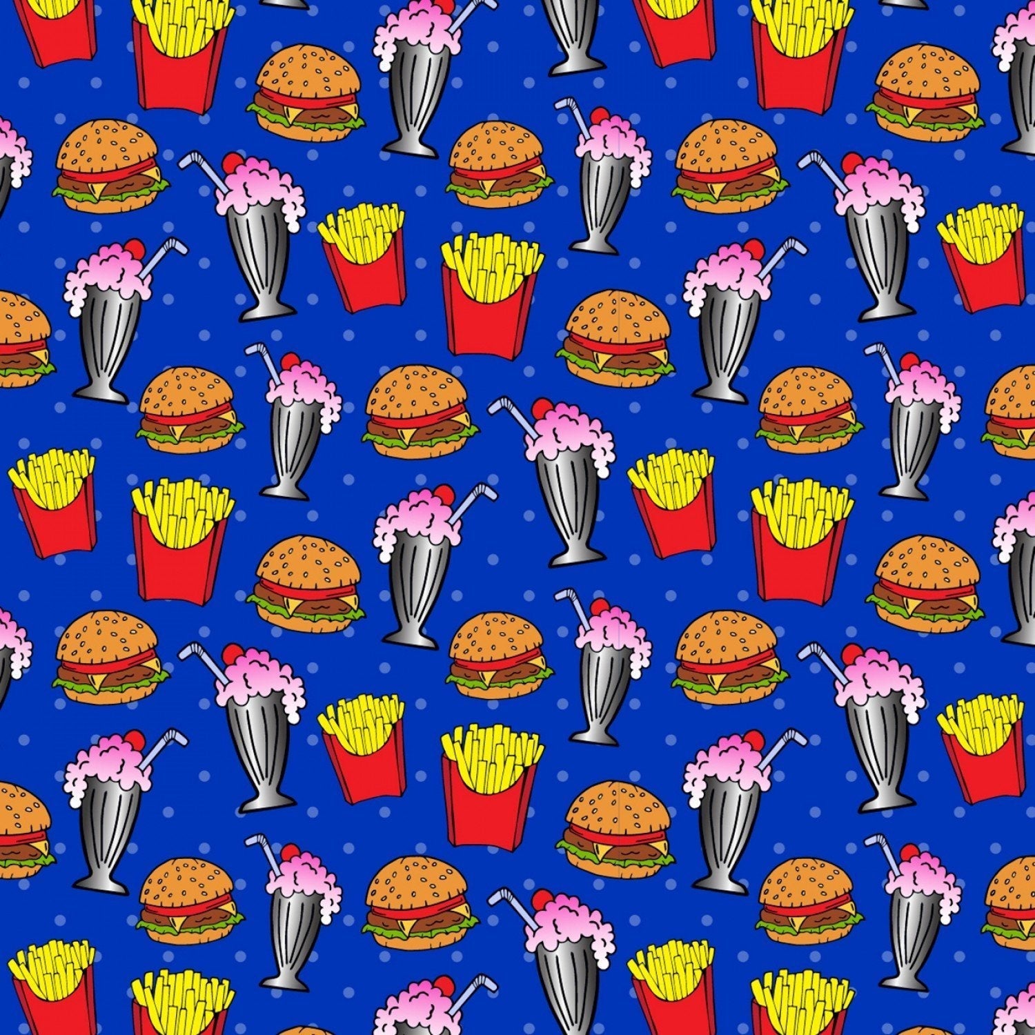 Drink fabric Milkshakes French Fries Hamburger fabric