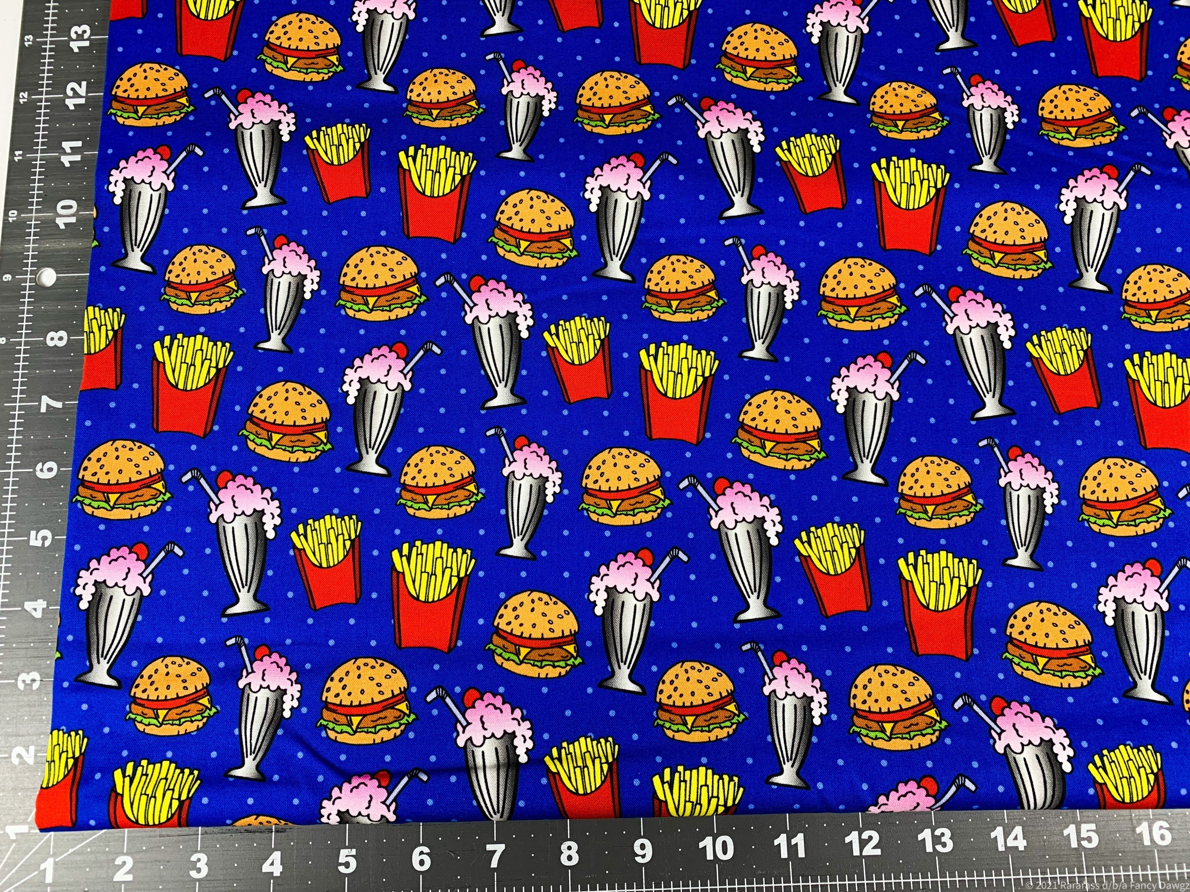 Drink fabric Milkshakes French Fries Hamburger fabric