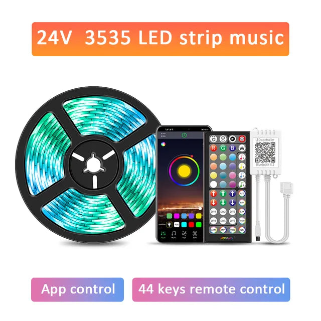 RGB 5050 Music Sync LED Strip with Sensitive Mic, App Control, EU Plug