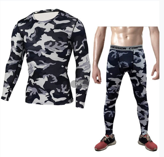 Winter Thermal Underwear,Men Underwear Sets,Compression Fleece Sweat Quick Drying Underwear, Camouflage Compression Set