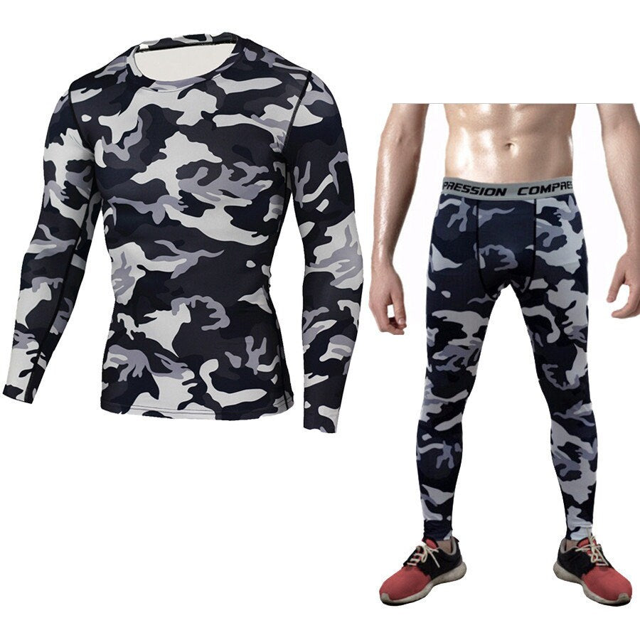 Winter Thermal Underwear,Men Underwear Sets,Compression Fleece Sweat Quick Drying Underwear, Camouflage Compression Set