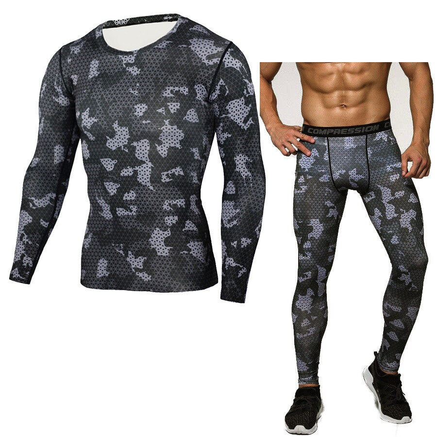 Winter Thermal Underwear,Men Underwear Sets,Compression Fleece Sweat Quick Drying Underwear, Camouflage Compression Set