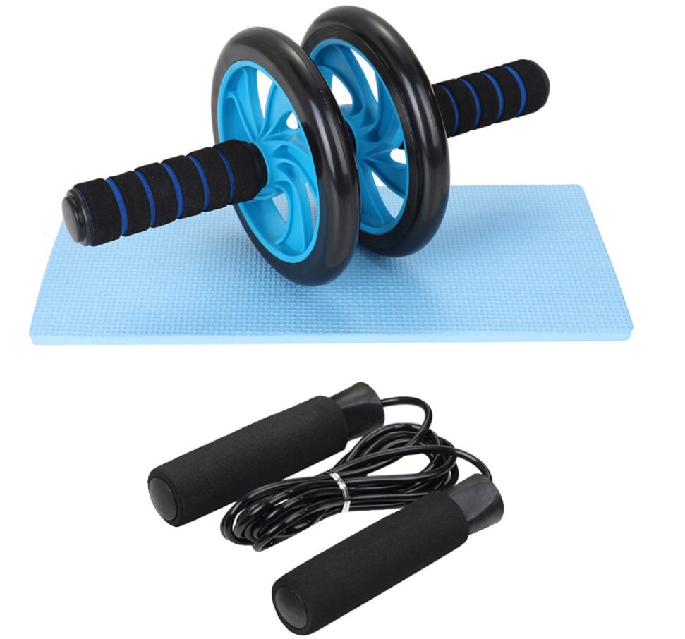 Push-Up Brackets Gripper Jump Rope Fitness Combo w Knee Pad