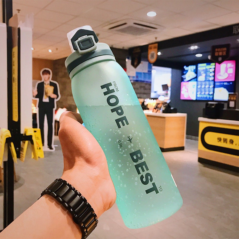 Large Water Bottle with Motivational Print From Hope 2 Best Outdoor Sports Plastic Water Bottle, Fast Flow, Flip Top Leak-Proof