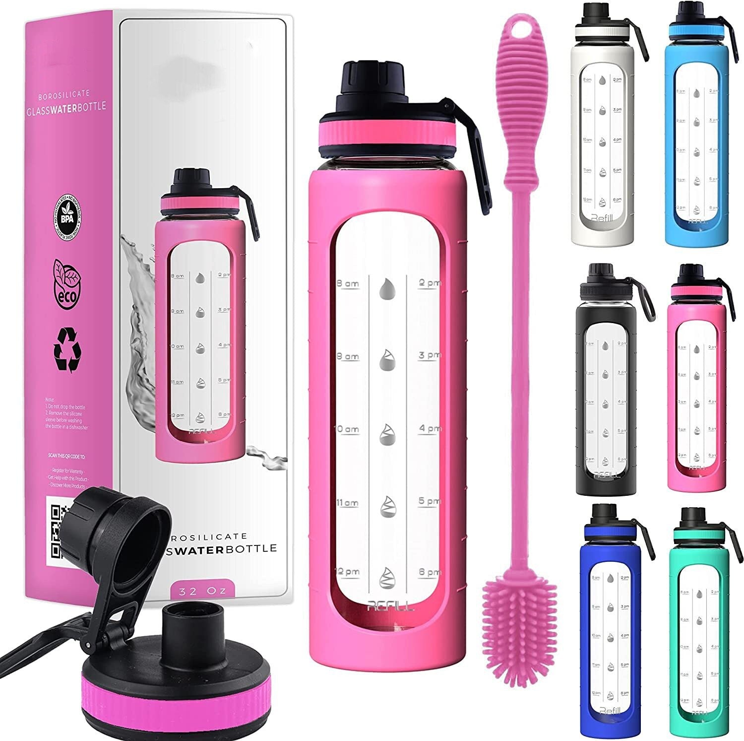 Fashionable Sports Water Bottle With Large Capacity Cleaning Brush