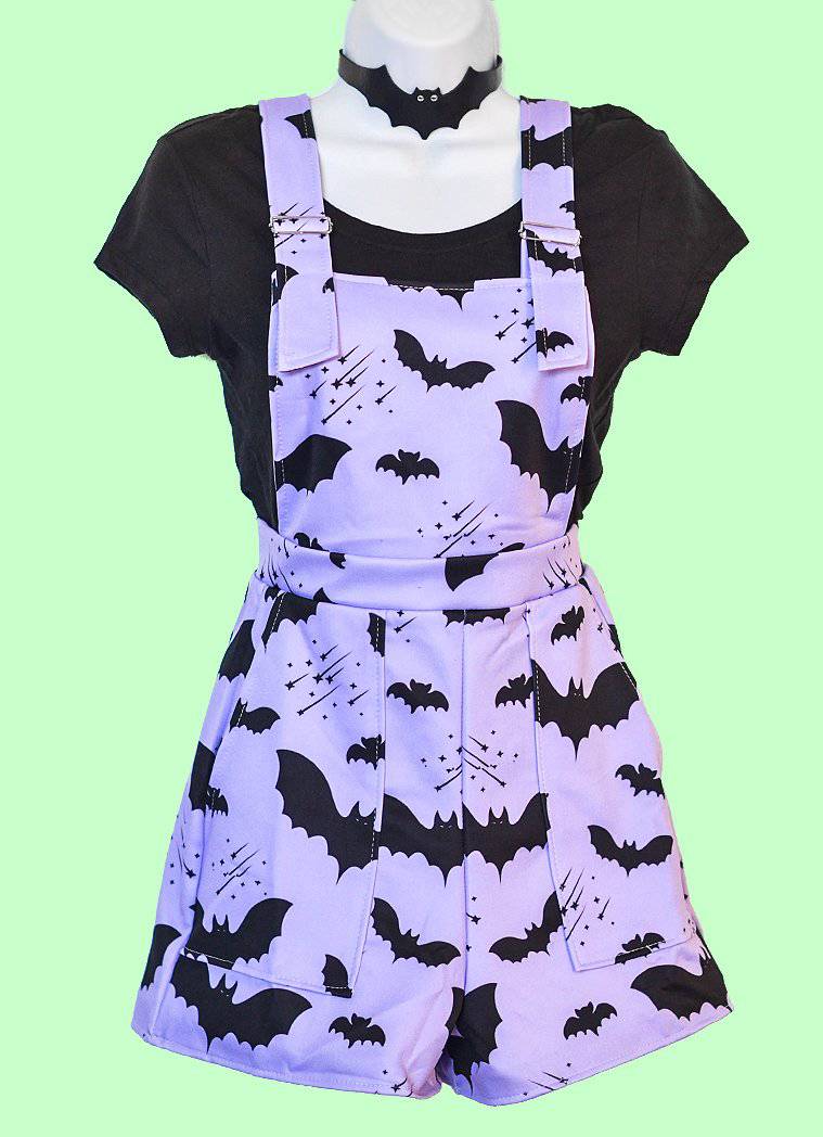 Plus Size Bat Pattern Overalls