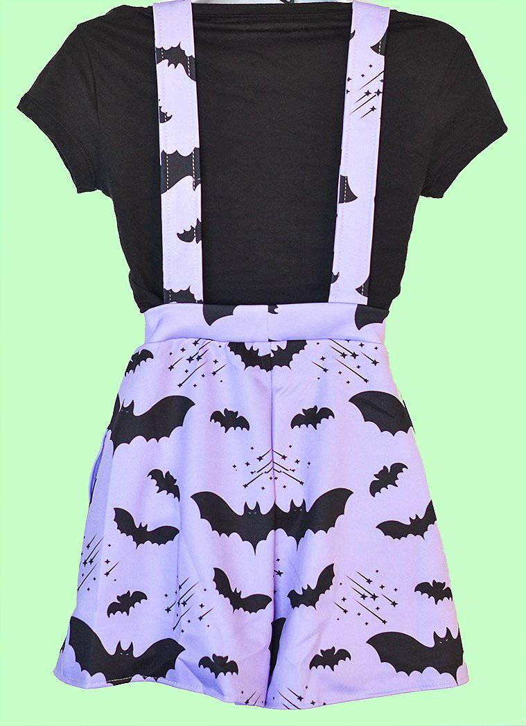 Plus Size Bat Pattern Overalls