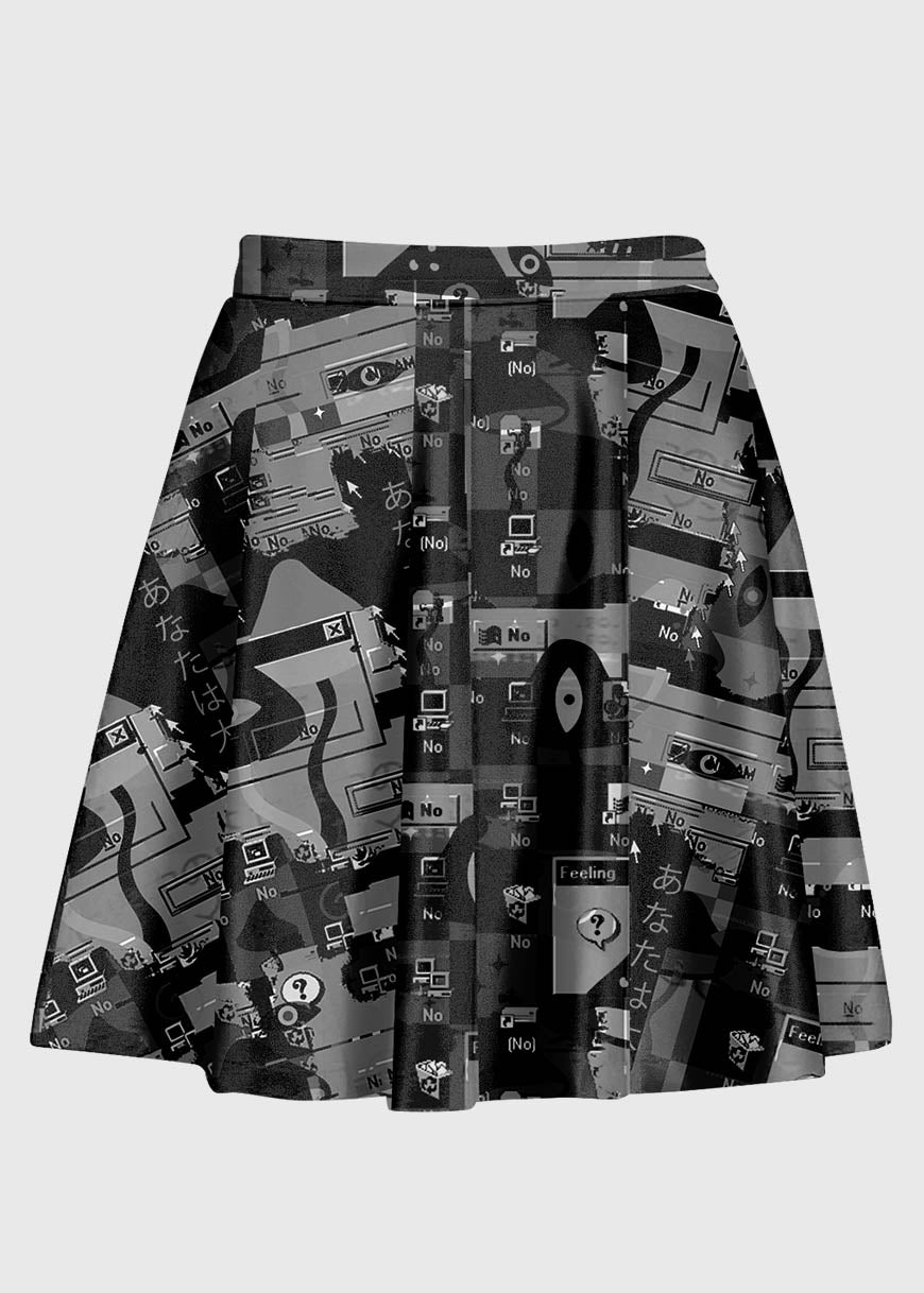 Grey Weirdcore Glitch Design Skirt