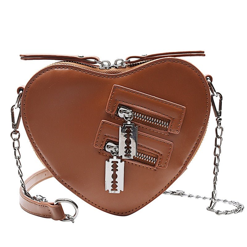 Heart Blade Zipper Chain Crossbody Bag