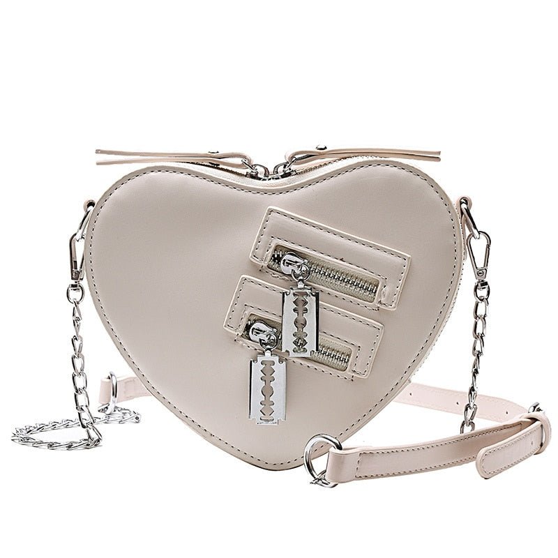 Heart Blade Zipper Chain Crossbody Bag