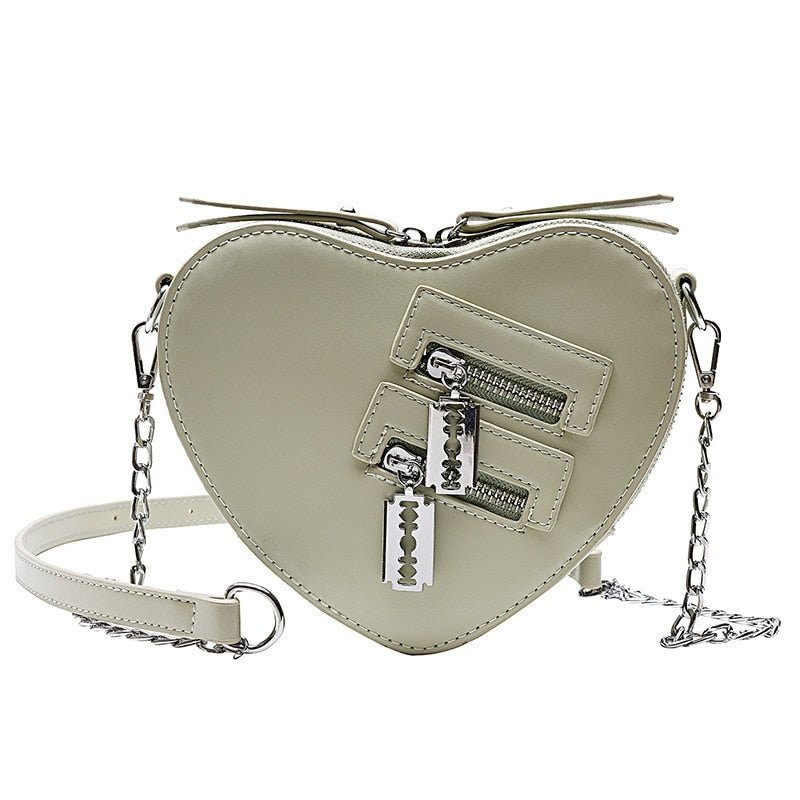 Heart Blade Zipper Chain Crossbody Bag