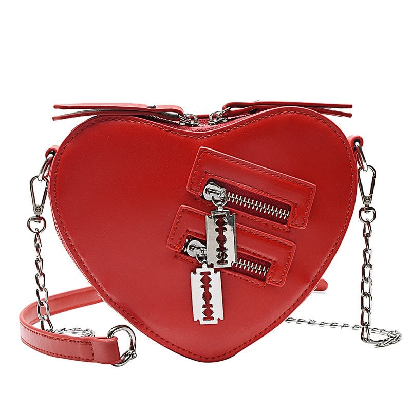 Heart Blade Zipper Chain Crossbody Bag