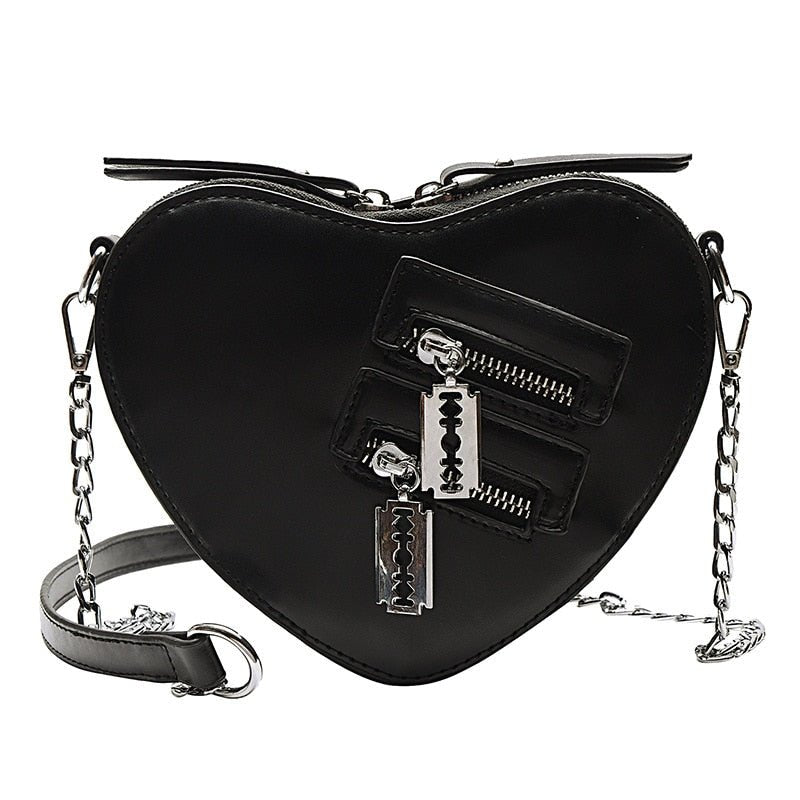 Heart Blade Zipper Chain Crossbody Bag
