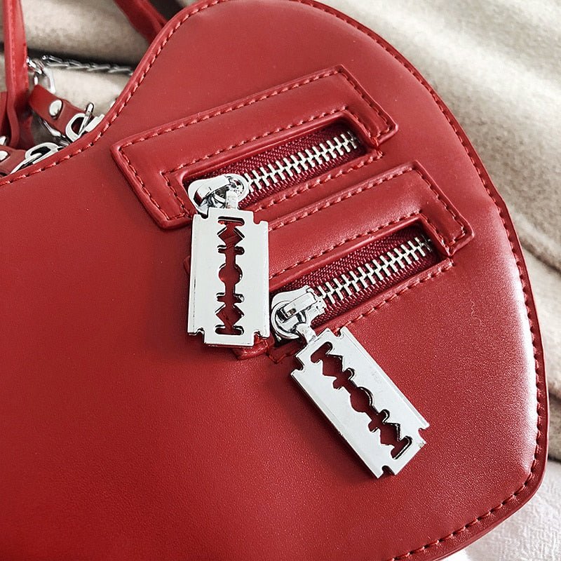 Heart Blade Zipper Chain Crossbody Bag