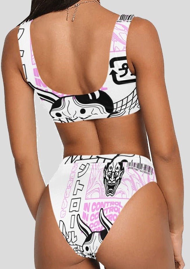 Japanese Hannya Mask Pattern Swimsuit