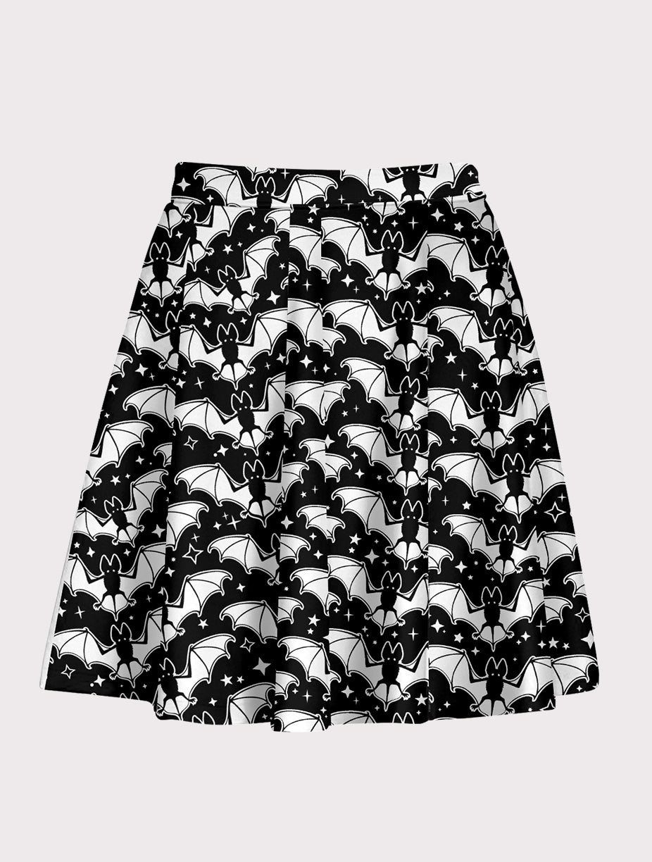 Plus Size Bat Pattern Flare Skirt