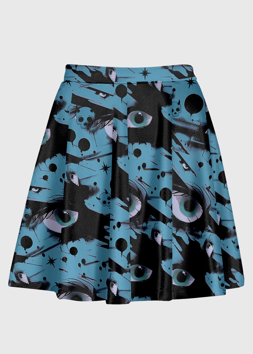 Plus Size Emo Abstract Eye Skater Skirt