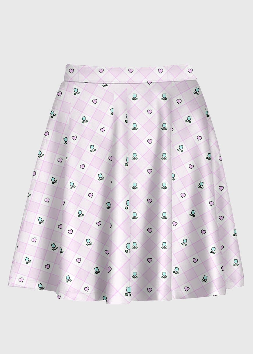 Plus Size Flower Fairy Kei Kawaii Plaid Skirt