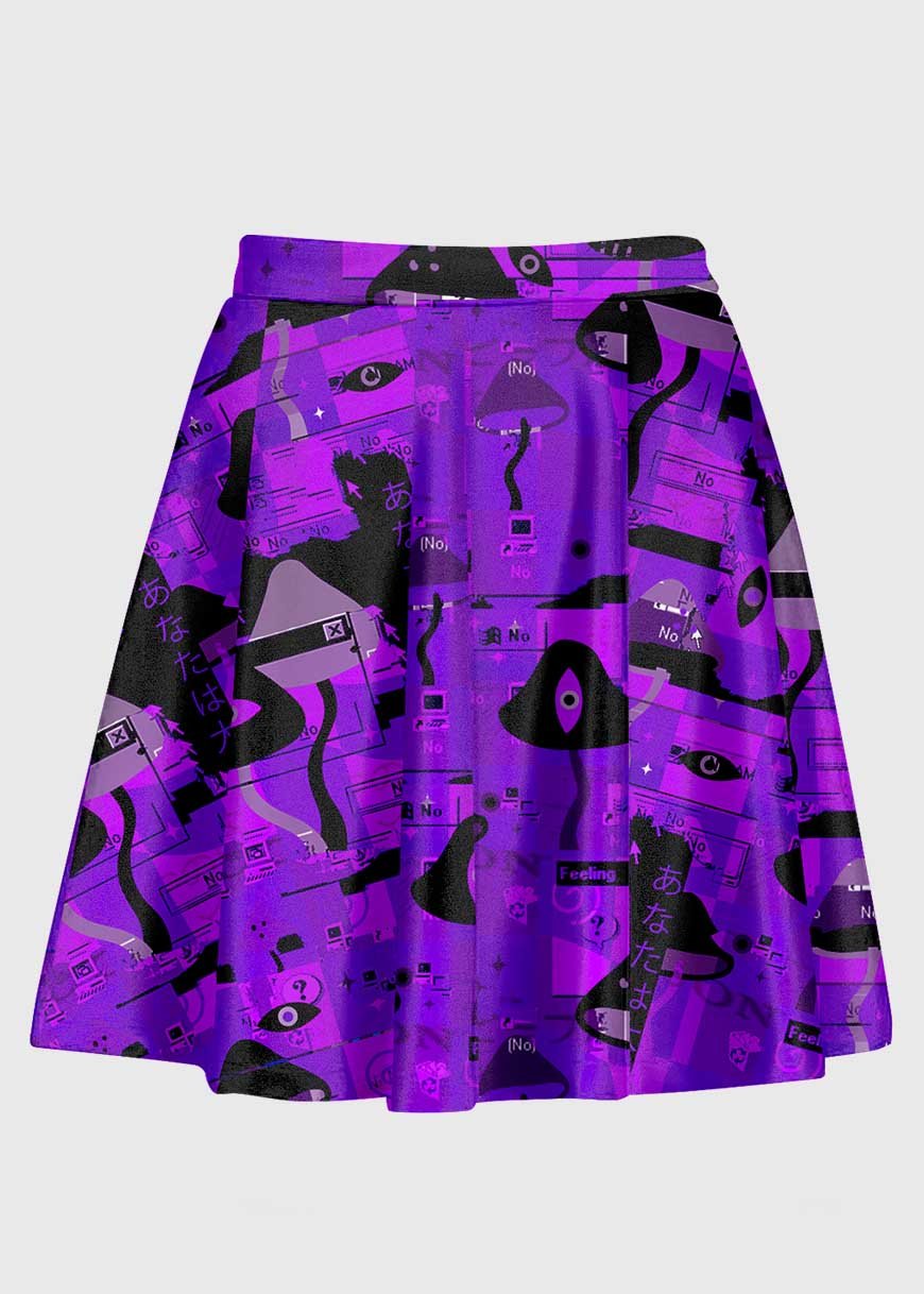 Plus Size Purple Weirdcore Glitch Skirt