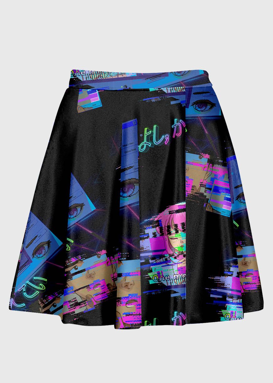 Plus Size Vaporwave Aesthetic Glitchcore Anime Skirt