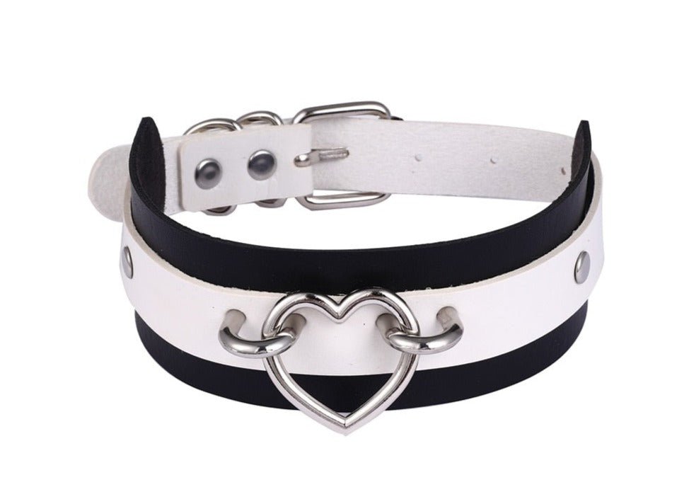 Two Tone Heart Choker Collar Necklace