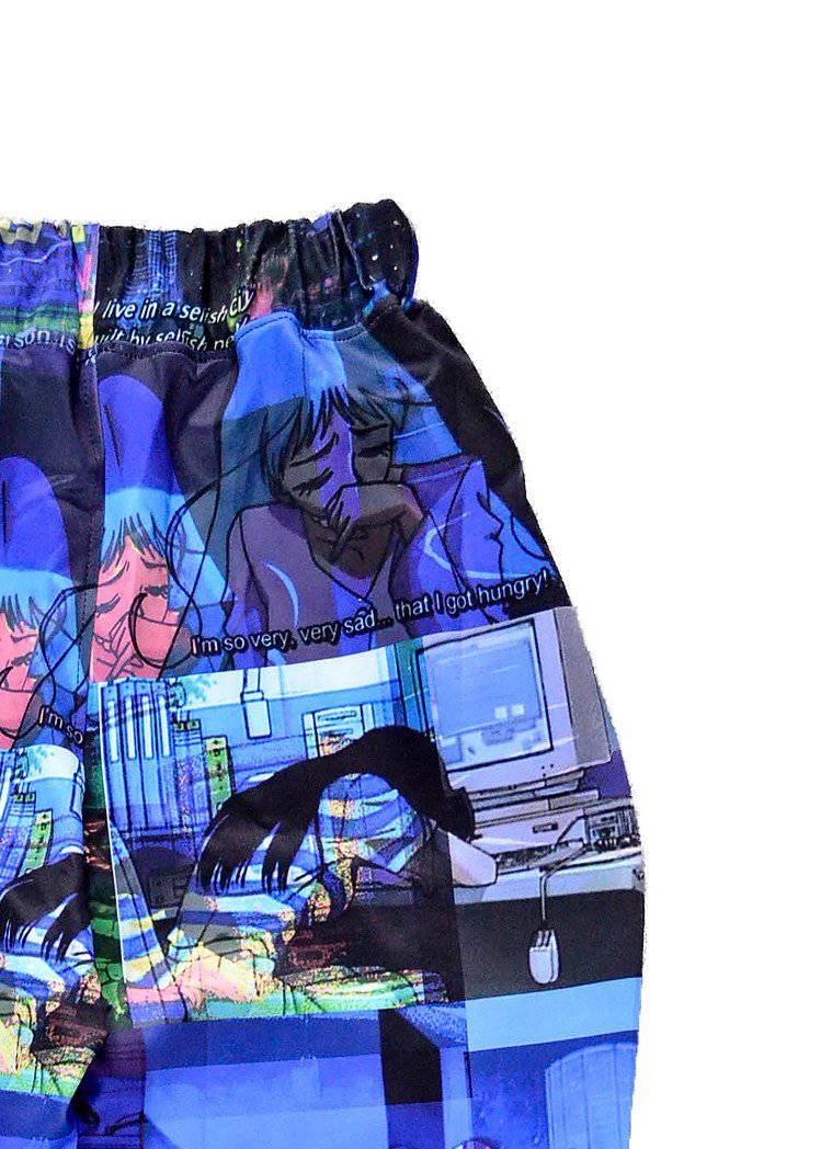 Vaporwave Glitch Anime Joggers