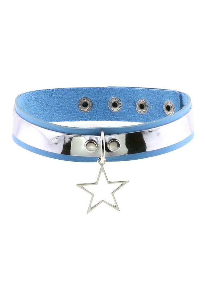 Y2K Blue Star Pendant Choker Necklace