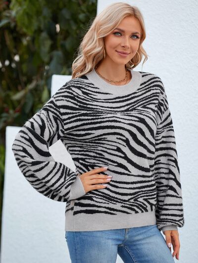 Zebra Print Knit Sweater