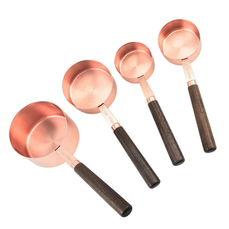 Kitchen Measuring Spoon 4-piece Set Of Kitchen Baking Utensils With Graduated Measuring Spoon Wooden Handle Measuring Spoon