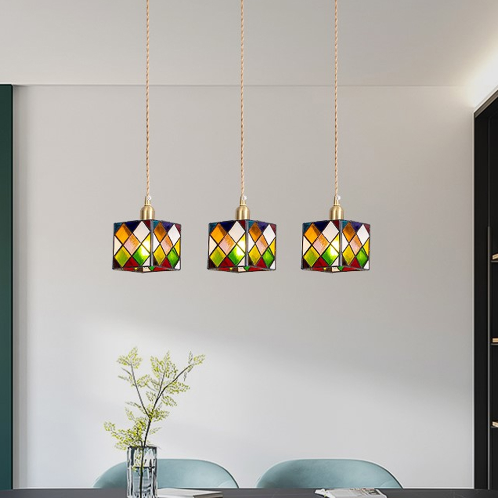 Creative Colorful Cube Glass Pendant Light