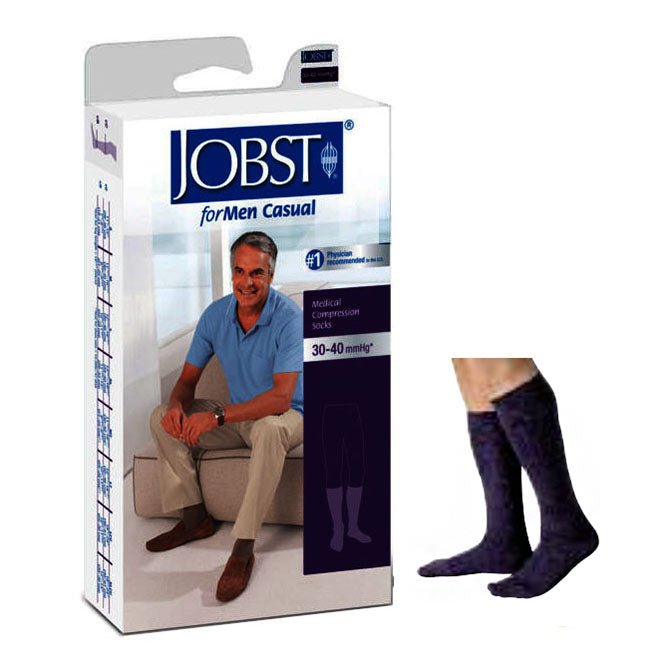 EA/1 - Jobst For Men Casual Knee-High, 30-40, Closed, Navy, X-Large