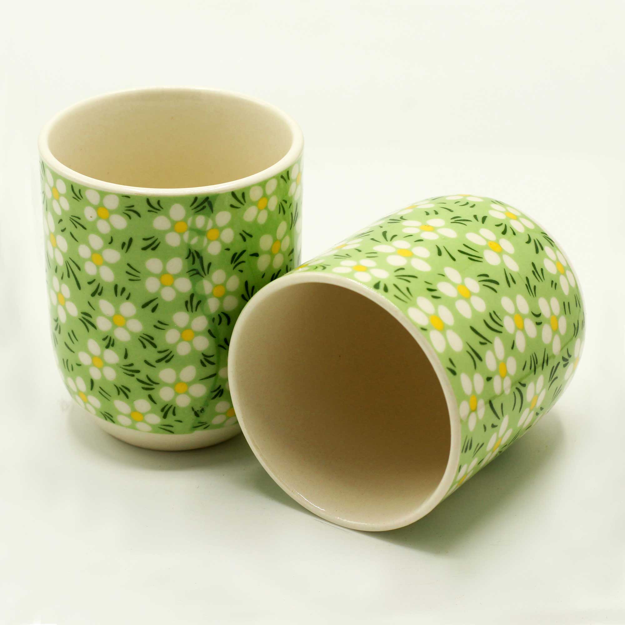 Herbal Tea Cups - Green Daisy