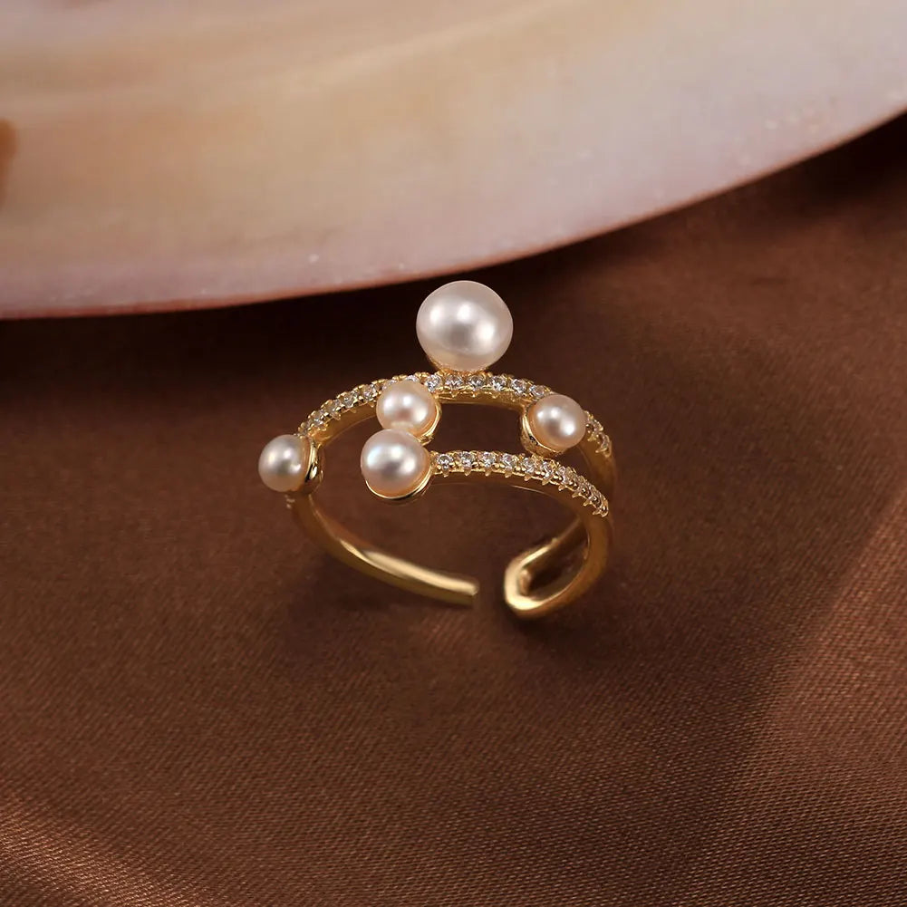 Elegant Fusion Pearl Stack Ring