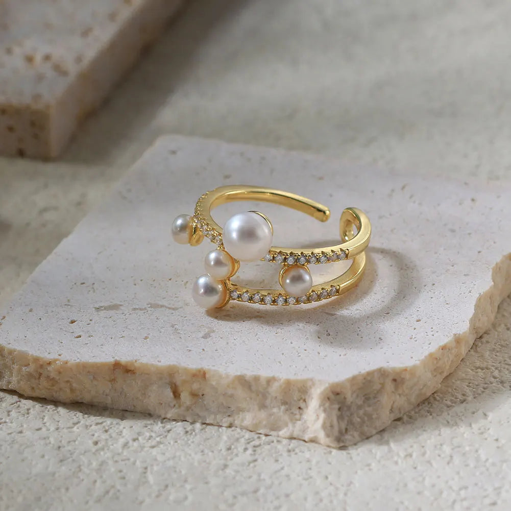 Elegant Fusion Pearl Stack Ring