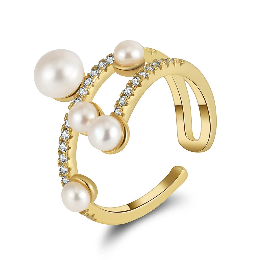 Elegant Fusion Pearl Stack Ring