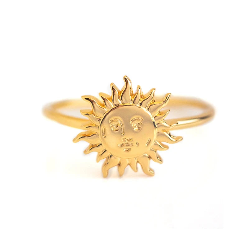 18kt Solid Yellow Gold Sun Ring