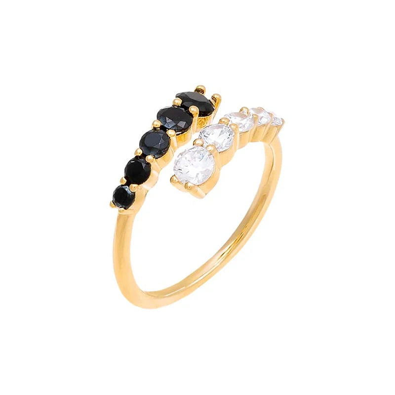 14k solid gold vermeil colorful round cubic zirconia diamond adjustable ring