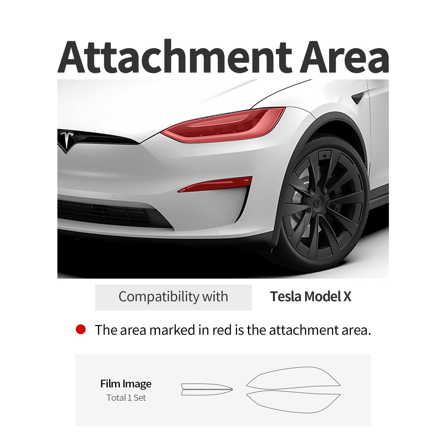 Skoko Tesla Model X 2021 - 2023 HeadLight & Fog light PPF Set Scratch Guard Film , PPF , Sticker , Wrap